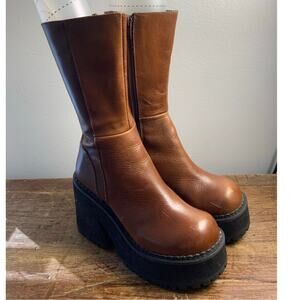 Unif Parker Platform Brown Leather Boots size 8